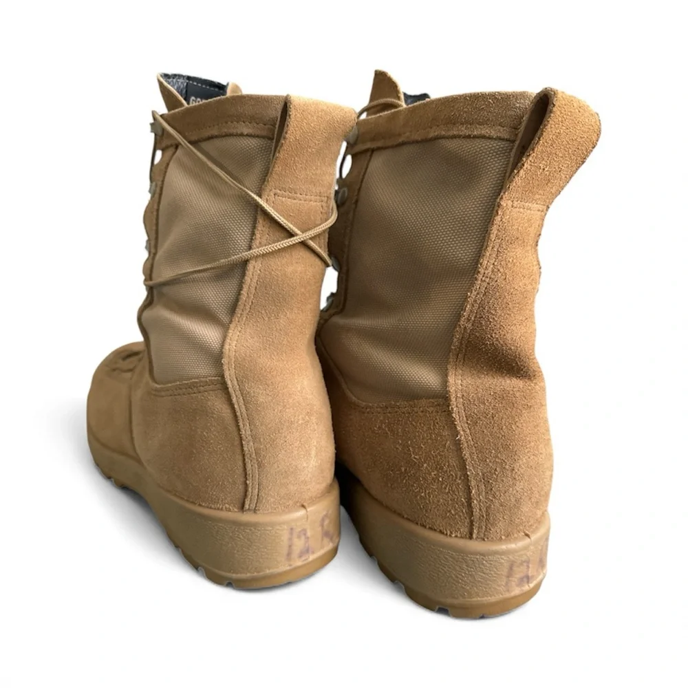 US Military Issue Tan Suede & Textile Lace Up Rugged Flight & Combat Boots Sz 12